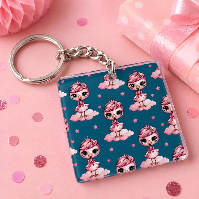 Cute Flamingo Princess Keychain (Creator Uploaded)