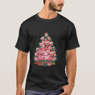Cute Flamingo Santa Hat Xmas Lights Men Women Chri T-Shirt