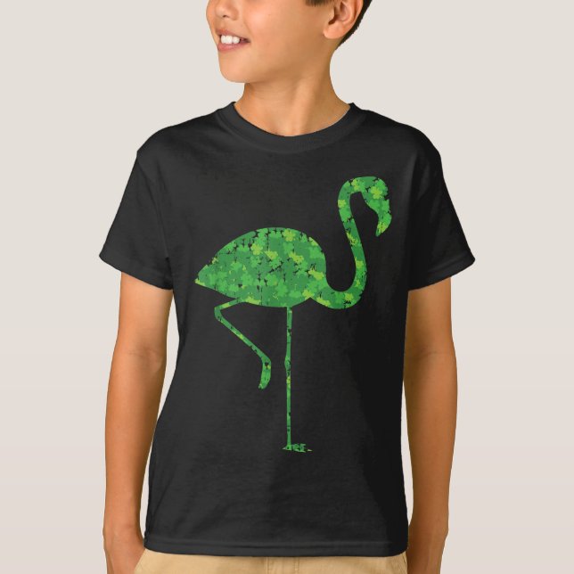 Cute Flamingo Shamrocks Shirt St Patricks Day Anim (Front)