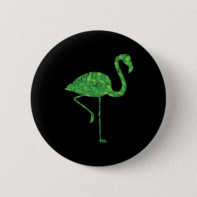 Cute Flamingo Shamrocks Shirt St Patricks Day Anim 2 Inch Round Button (Front)