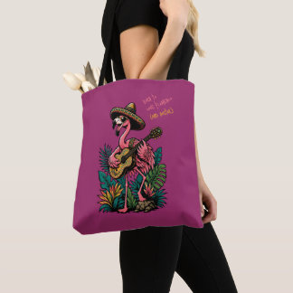 Cute Flamingo Sombrero Guitar Flamenco Lover Tote Bag