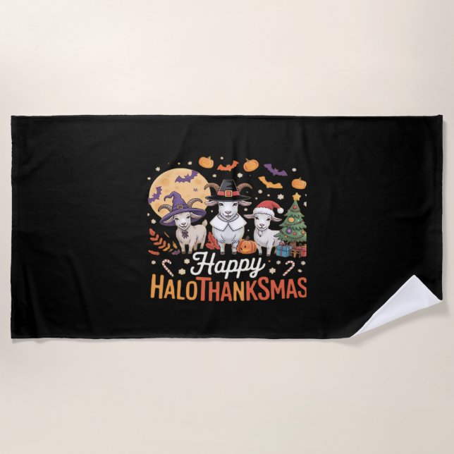 Cute Flamingo Thanksgiving I'm Not a Turkey! Funny Beach Towel (Front)