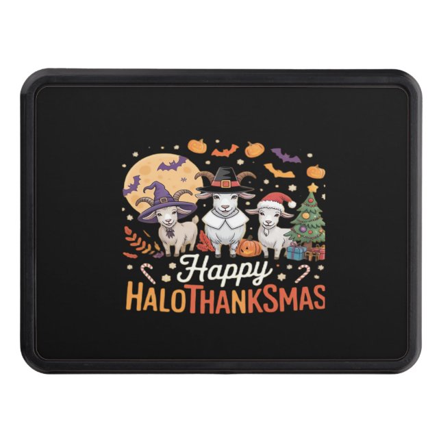 Cute Flamingo Thanksgiving I'm Not a Turkey! Funny Trailer Hitch Cover (Front)