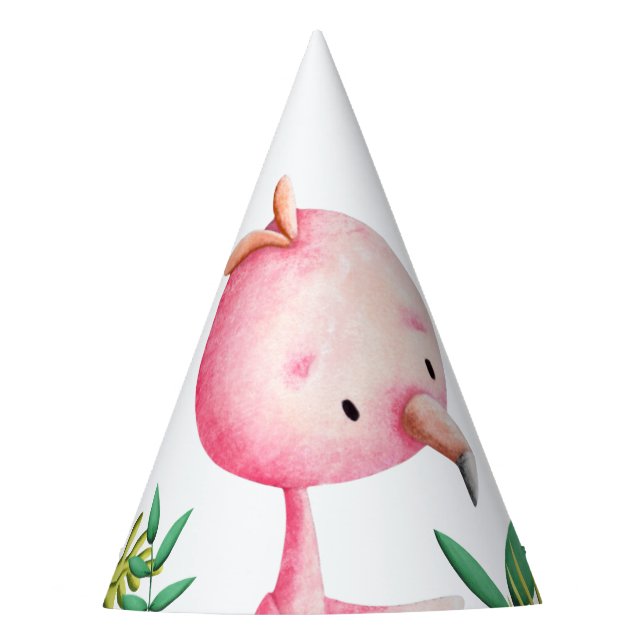 Cute Flamingo Tropical Party Hat (Front)