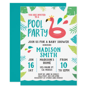 pool party baby shower invitations