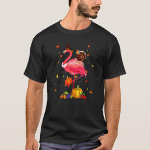 Cute Flamingo Turkey Pilgrim Thanksgiving Turkey D T-Shirt