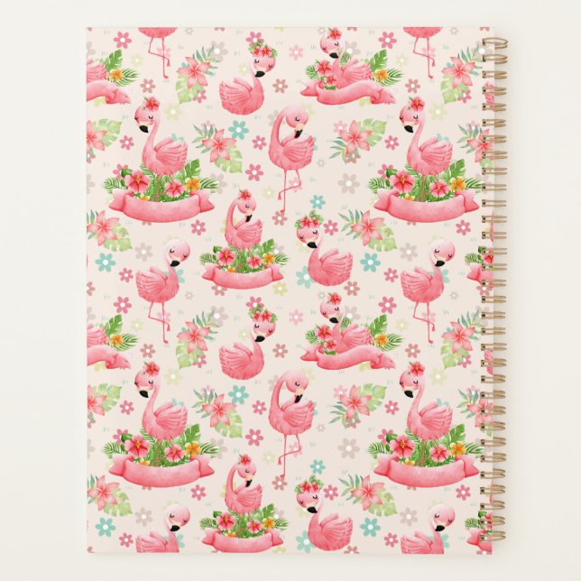 Cute flamingos and tropical flowers planner (Back)