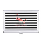 Cute Flamingos, Black, White Stripes Personalized