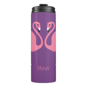Cute Flamingos custom monogram tumbler