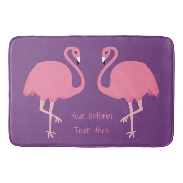 Cute Flamingos custom text bath mats (Front)