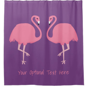 Cute Flamingos custom text shower curtains