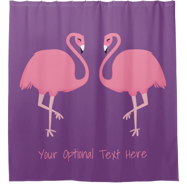 Cute Flamingos custom text shower curtains (Front)
