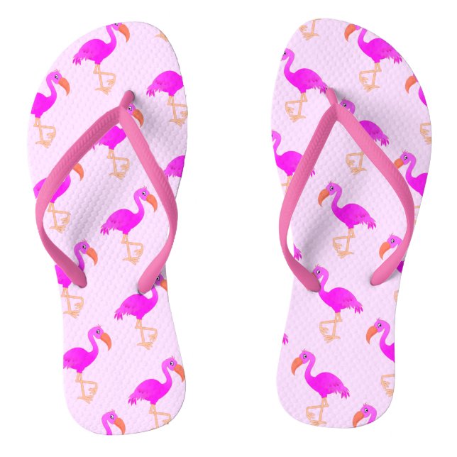 Cute Flamingos - Happy Flip Flops (Footbed)