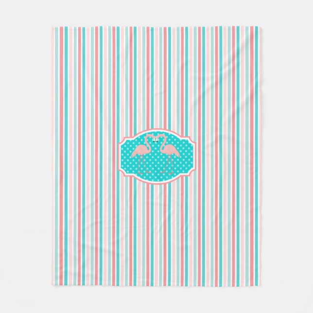 Cute Flamingos in Love Pattern Fleece Blanket (Front)