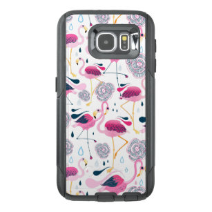 Cute Flamingos & Stylized Tropical Flowers Pattern OtterBox Samsung Galaxy S6 Case