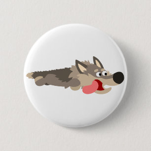 Cute Fleet Cartoon Wolf Button Badge