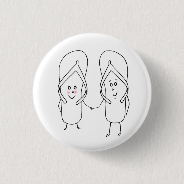 cute flip flop, couple, sandal theme 1 inch round button (Front)