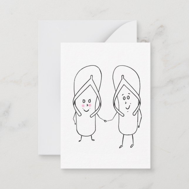 cute flip flop, couple, sandal theme card (Front)