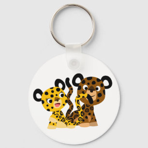 Cute Flirtatious Cartoon Jaguars Keychain