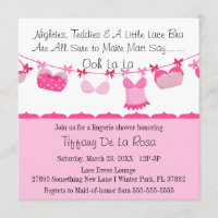 Cute Flirty Bra Lingerie Bridal Shower Invitation