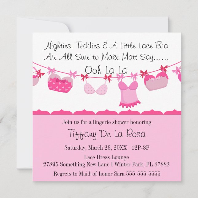 Cute Flirty Bra Lingerie Invitation à la douche nu (Devant)