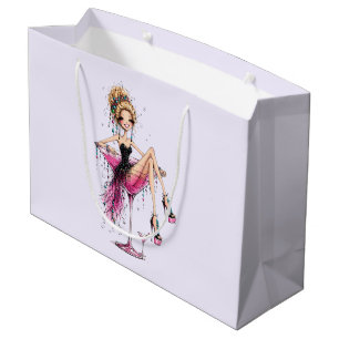 Cute Flirty Girl in a Martini Glass Large Gift Bag
