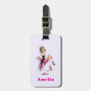 Cute Flirty Girl in a Martini Glass Luggage Tag