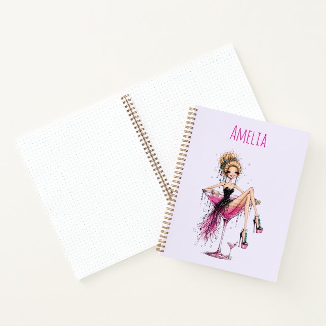 Cute Flirty Lady in a Martini Glass Notebook (Inside)