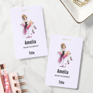 Cute Flirty Lady in a Martini Glass Party Badge