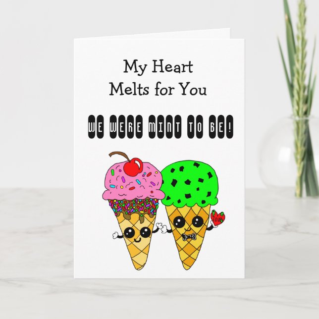 Cute Flirty Romantic Ice Cream Cones Card (Front)