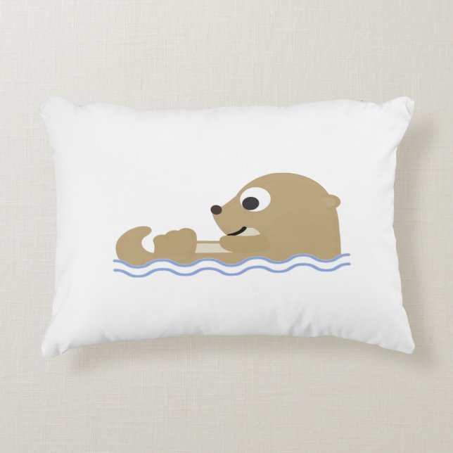 Cute Floating Otter Decorative Pillow (Front)