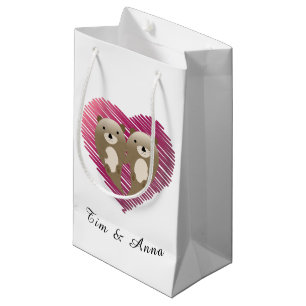 Cute Floating Otters in Love Small Gift Bag