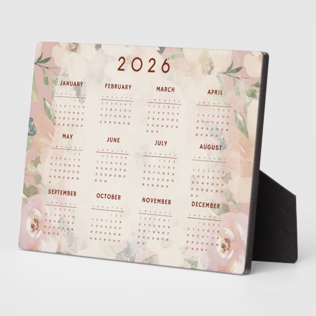 Cute Floral 2026 Calendar Plaque (Side)