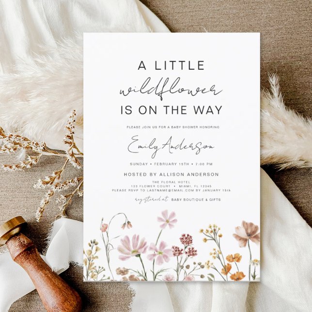 Cute Floral A Little Wildflower Baby Shower Invitation (Creator Uploaded)
