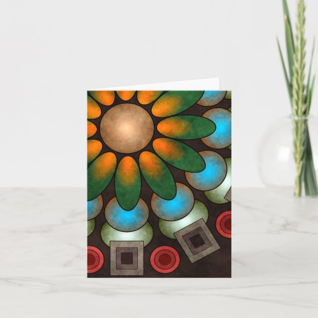 Cute Floral Abstract Vector Art Note Card (Front)