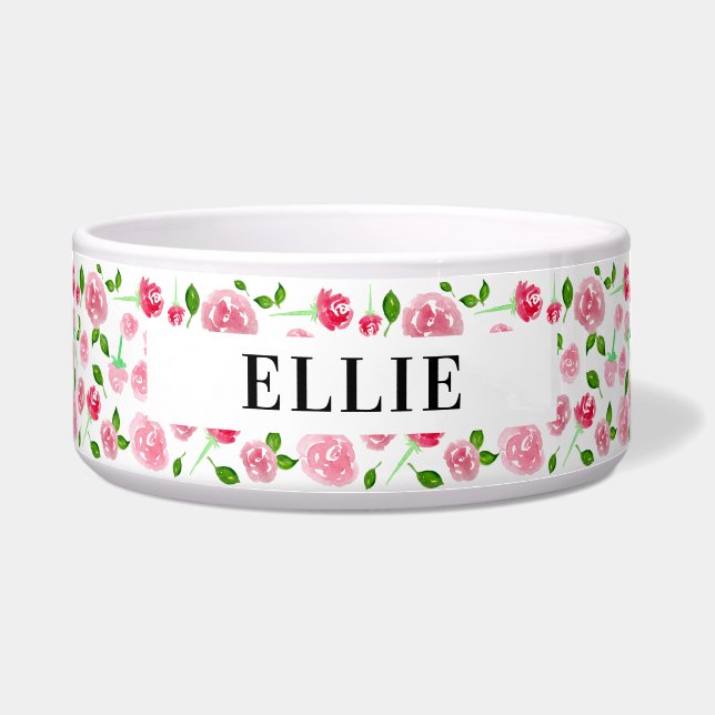 Cute Floral Add Pet's Name Custom Text Pink (Front)