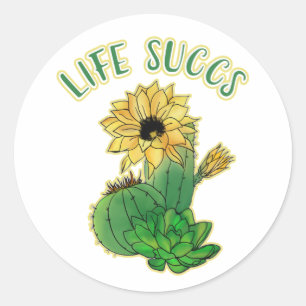 Cute Floral and Cacti Succulent Gag Classic Round Sticker