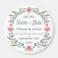 Cute Floral and Dove Wreath Save the Date