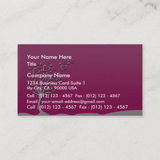Cute floral and hearts on pink background business card