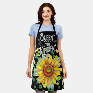Cute Floral Apron, Queen Of Kitchen Women Gift Apron