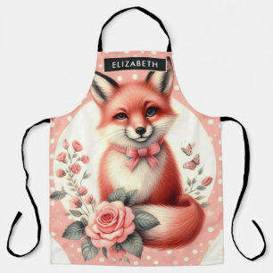 Cute Floral Baby Fox Apron