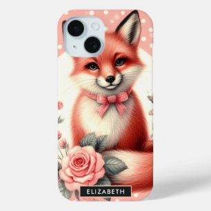 Cute Floral Baby Fox iPhone 15 Case