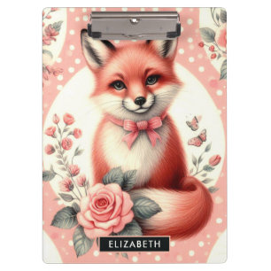 Cute Floral Baby Fox Clipboard