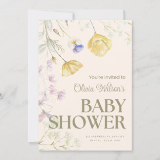 Cute Floral Baby Shower Invitation