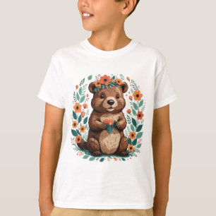 Cute floral beaver  T-Shirt