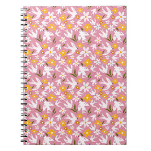 Cute Floral Bird Seamless Pattern Notebook