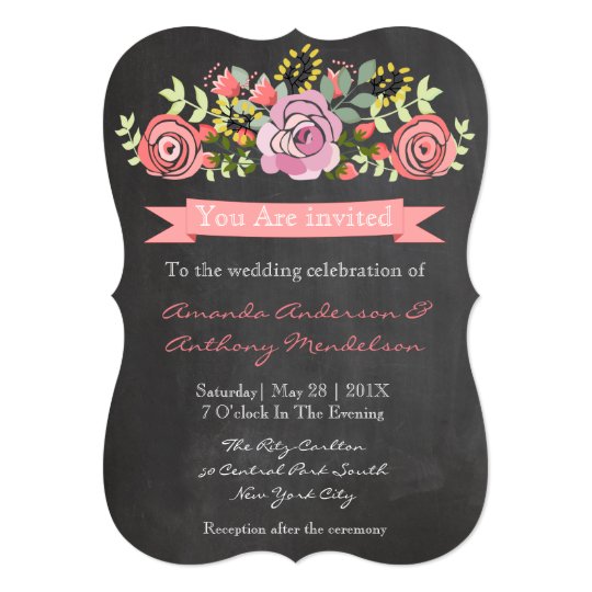 Cute floral blackboard card