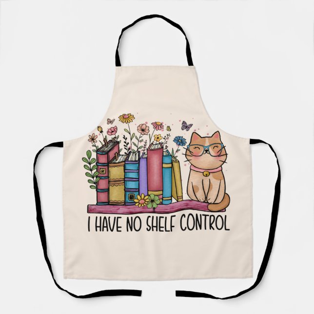 Cute Floral Books and Cat Apron (Front)