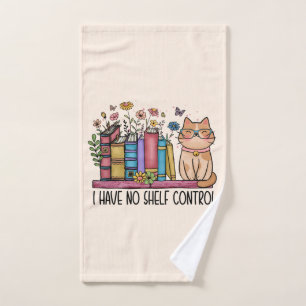 Cute Floral Books and Cat Bath Towel Set