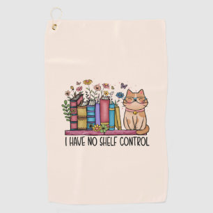 Cute Floral Books and Cat Golf Towel
